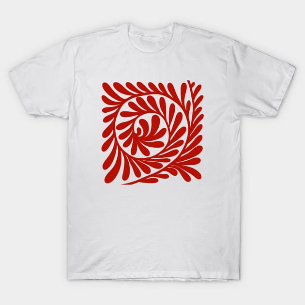 SPIRAL RED LEAVES T-Shirt by MAYRAREINART